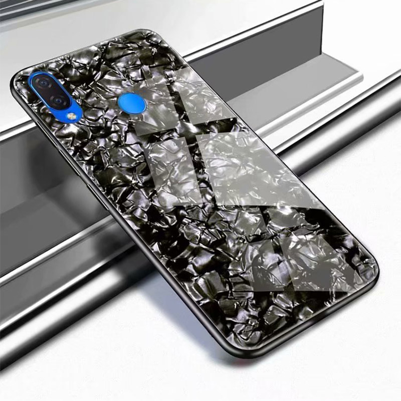 SemgCeKen Hard marmer gehard glas case voor huawei honor 8x max 8c 9 view note 10 v10 luxe beschermende telefoon hard terug coque: For honor 8X MAX / black