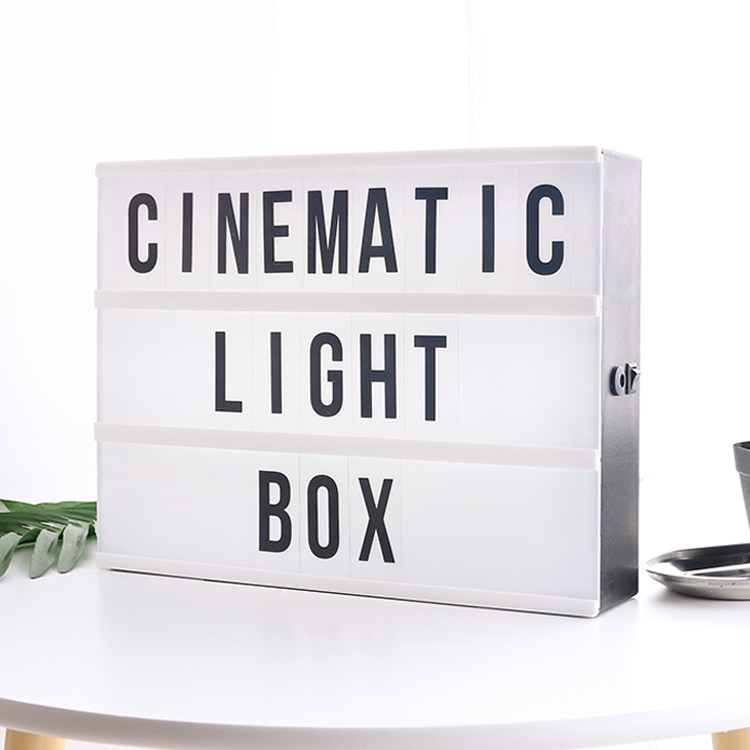 A4 Size LED Combinatie Cinema Lichtbak Nachtlampje DIY ZWARTE Letters Kaarten USB-POORT Aangedreven