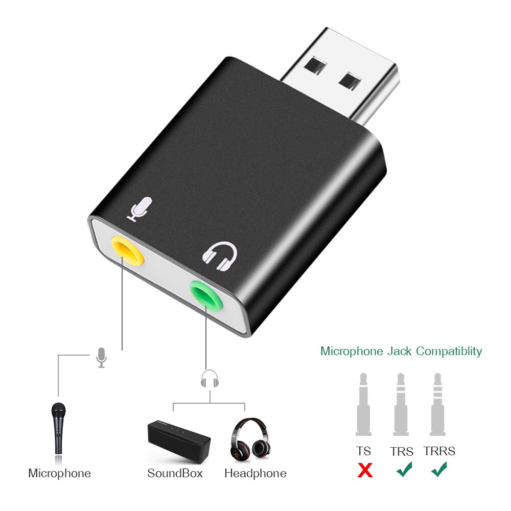 7.1CH USB External Sound Card Stereo Audio Mic for Windows XP/2000/Vista/7 3D USB Audio Adapter for PC and Laptop