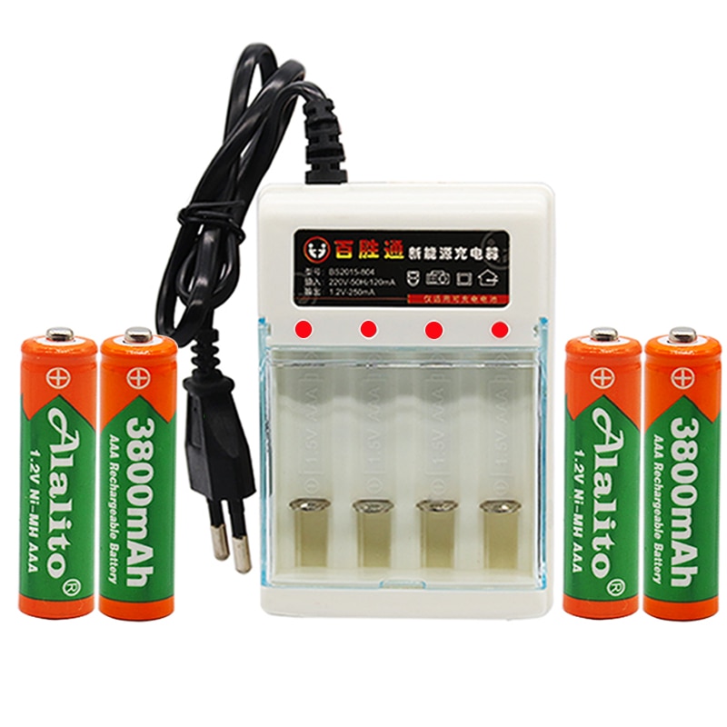 Figh 1.2v 3800 mah ni mh aaa förladdat ni-mh uppladdningsbart aa batteri för leksaker kamera mikrofon batterier + laddare