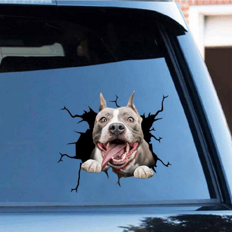 Funny Dog Head In The Crack Vinyl Car Stickers Decals Motorcycle Accessories Car-window Decorative Decals PVC Car Sticker