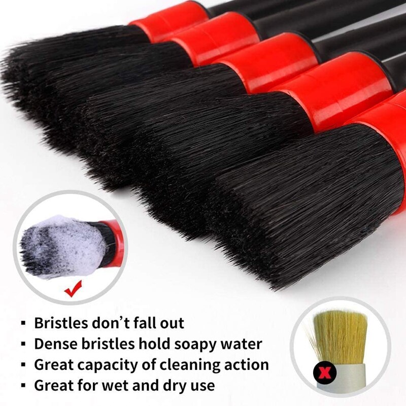 10 Pcs Borstels Poetsdoeken Detaillering Borstel Set - Premium Fiber Plastic Handvat Automotive Detail Borstels Voor Cleaning Wielen