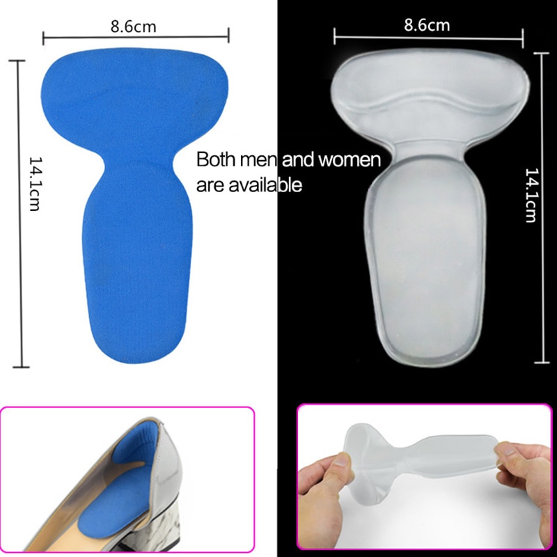 1 pair Gel Foot Care Orthopedic Insole Brand T-Shape Silicone Non Slip Cushion Foot Heel Protector Liner Shoe Insole Pads