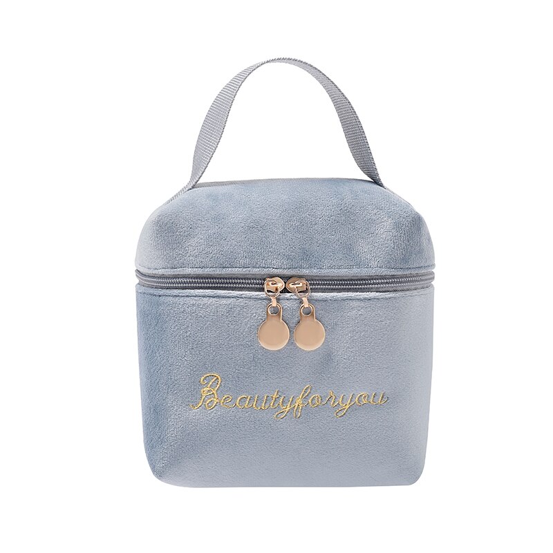 1 bolso para cosméticos de terciopelo de PURDORED, bolsa de maquillaje de viaje, organizador de Color sólido, bolsa de maquillaje femenina, neceser: blue