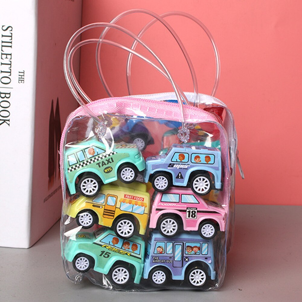 Kinder Mini Autos Modell Spielzeug Auto 6 stücke Pull Zurück Mobile Fahrzeug Jungen Spielzeug Taxi Feuer Lkw Modell Für kinder Gießt Druck Spielzeug: Color 1