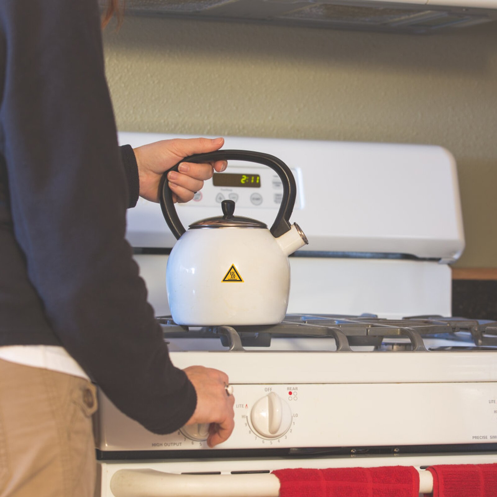 10pcs Equipment High Temperature Warning Sticker Caution Scald Label Sticker