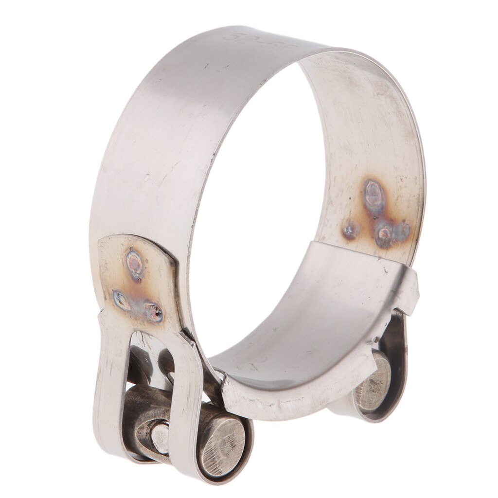 Abrazadera de tubo de escape de acero inoxidable para motocicleta, accesorio de alta resistencia para silenciador tipo deslizante, 32-55mm