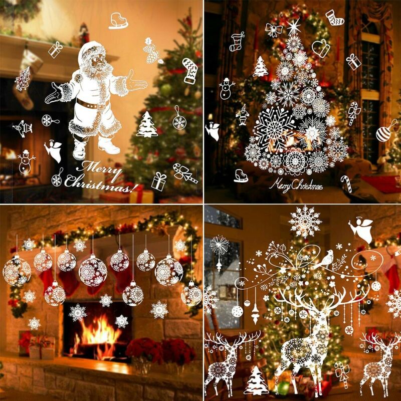 Kerst Sneeuwvlok Raamstickers Kerst Xmas Kerstman Verwijderbare Raamstickers Art Decal Muur Home Shop Decor
