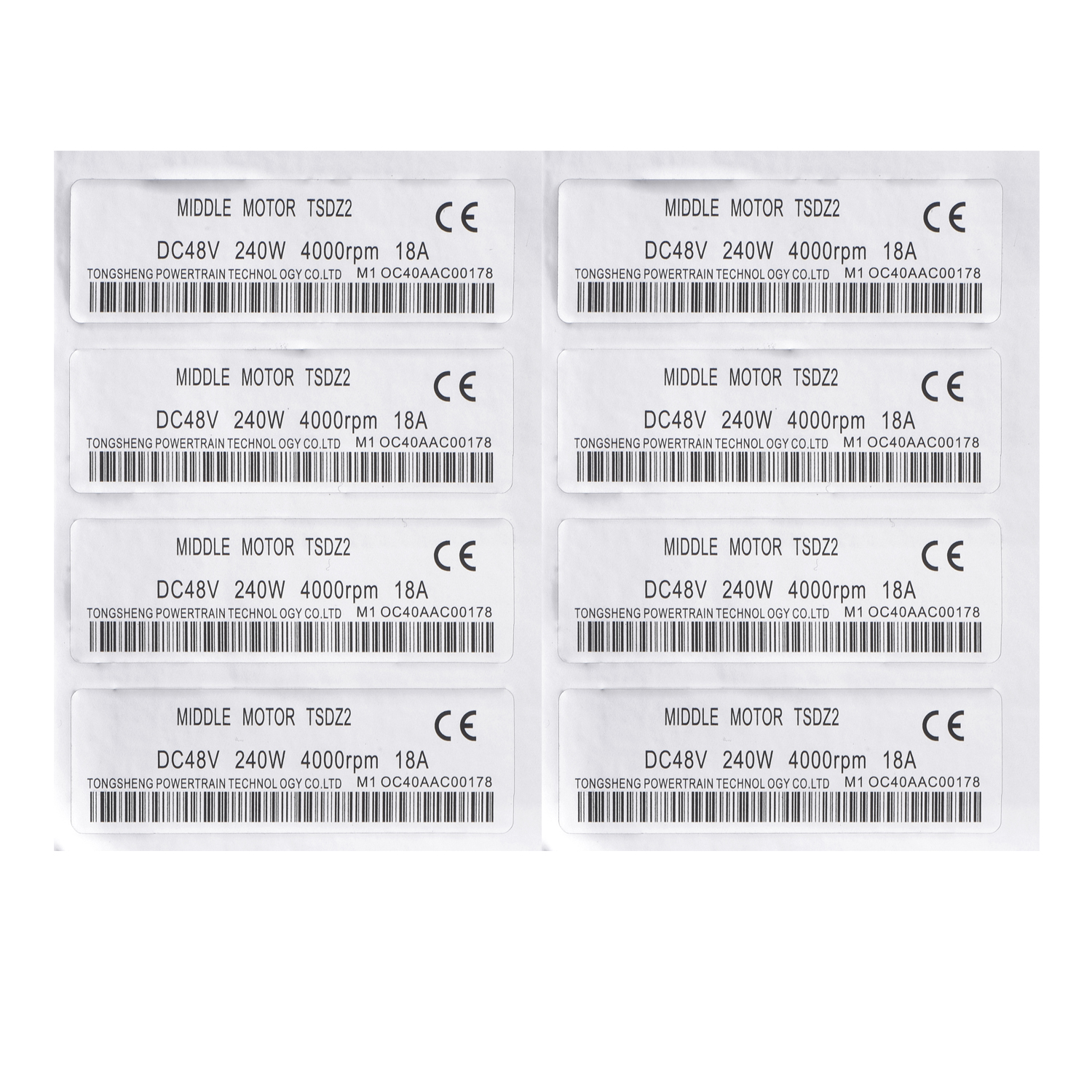 48V 240W Stickers Tongsheng mid motor 10/20 PCS/LOT eBike Conversion Kit Sticker for Tongsheng TDZ2