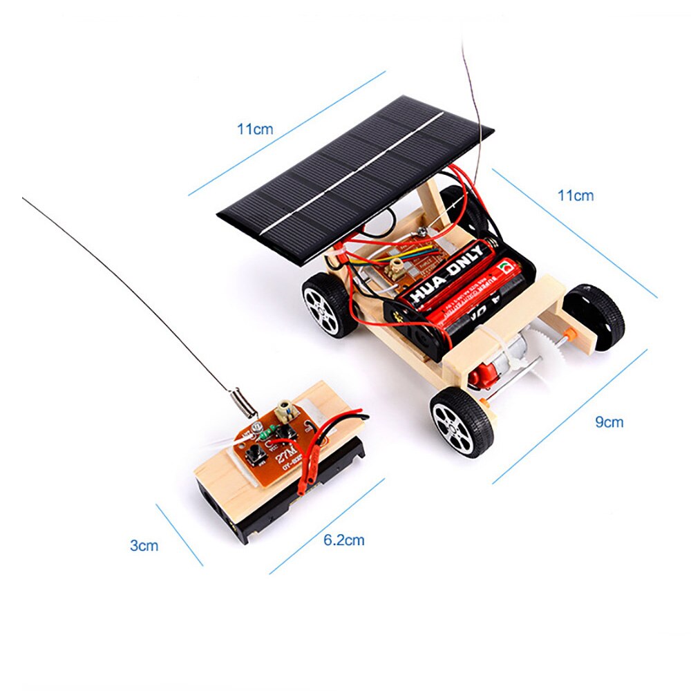 Houten DIY Mini Zonne-energie Speelgoed RC Voertuig Auto Houten Assemblage RC Speelgoed Wetenschap Model Educatief Speelgoed Intelligentie