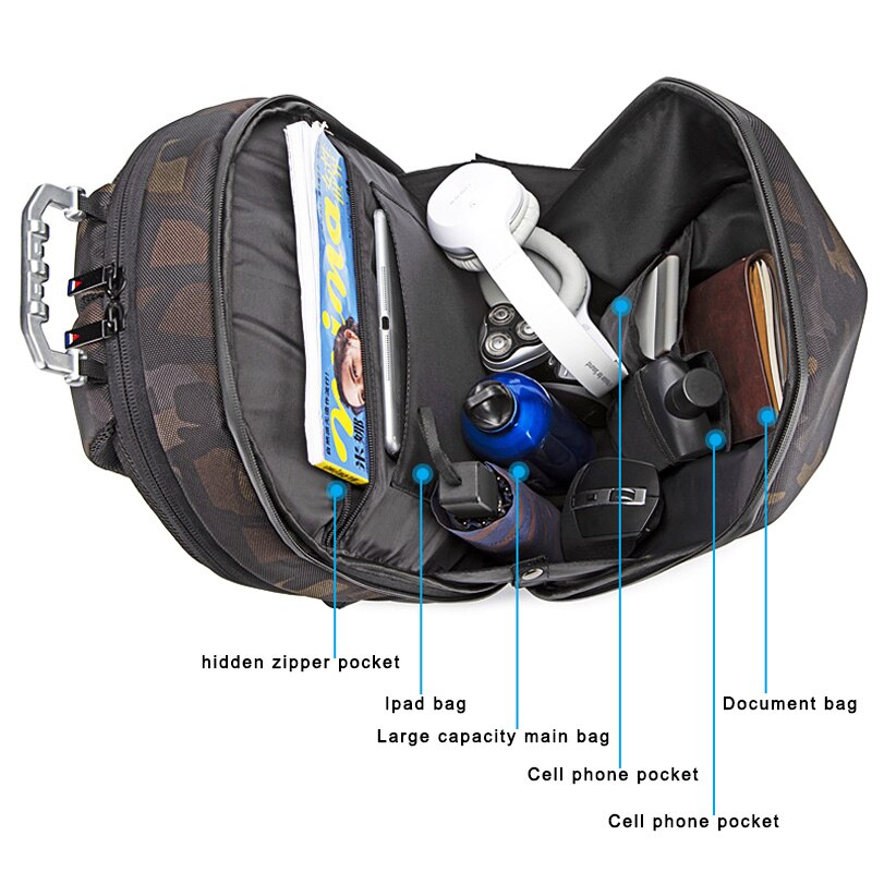Bluetooth Music Speaker Backpack School Bag USB Charging Multi-functional for Travel Outdoor EDF88