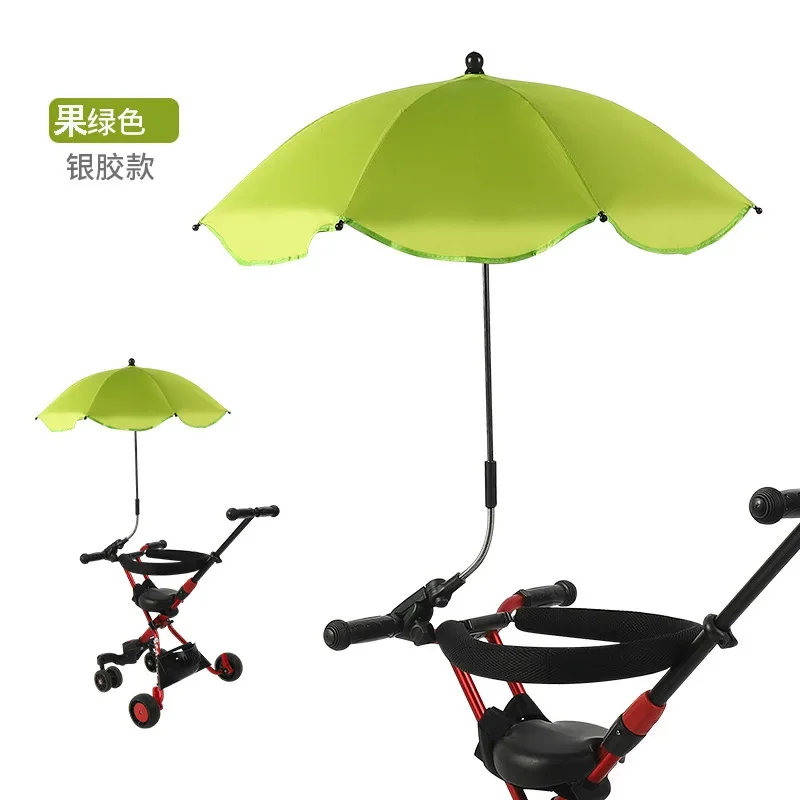 Carrinho de bebê dobrável guarda-chuva uv sol proteção contra chuva 360 graus ajustável universal carrinho pára-sol dossel capa bebê: Verde