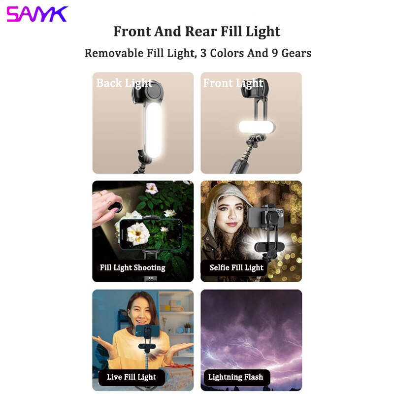 SANYK-estabilizador de cardán antivibración para teléfono, palo de Selfie inalámbrico con Bluetooth, Q09, Mini trípode de cardán de mano para teléfonos inteligentes