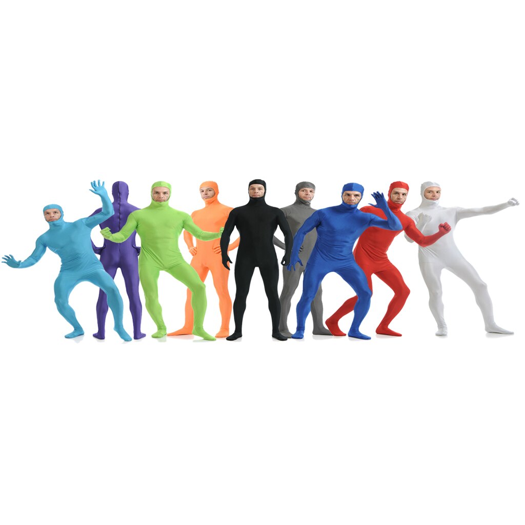Traje ajustado de LICRA Zentai azul claro XL con cara abierta