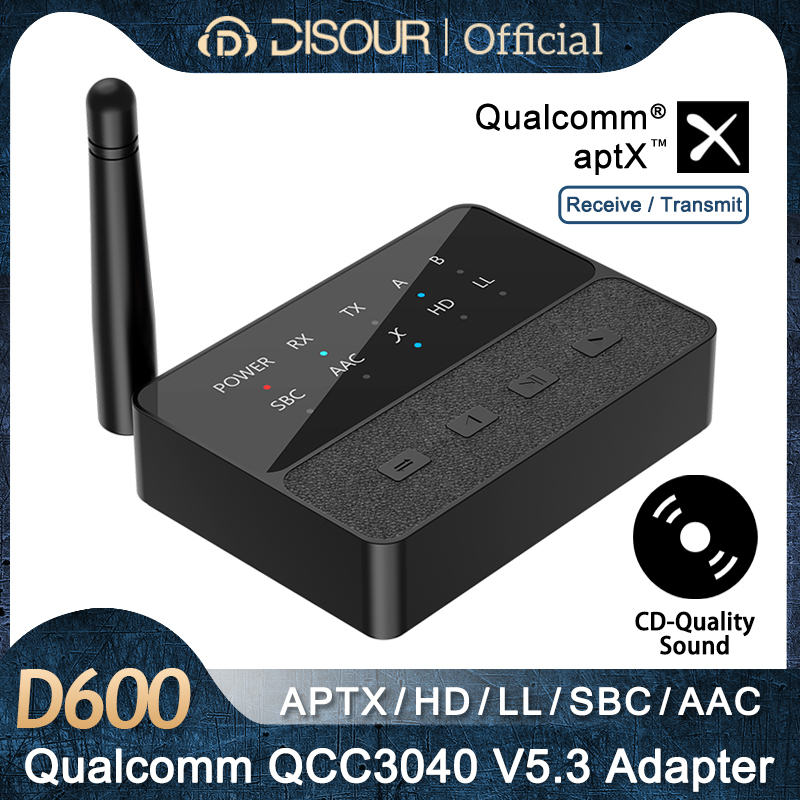 Qualcomm Bluetooth 5.3 aptX/HD/LL Audio--Adapter 3,5 mm Aux R/L kabellos Stereo Empfänger Absender Verbinden Sie zwei Bluetooth-Geräte