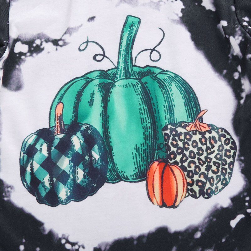 Halloween niños Bebé Ropa 1-5 años primavera otoño calabaza Tops Tees Tie-dying Bowknot de algodón para niñas niños