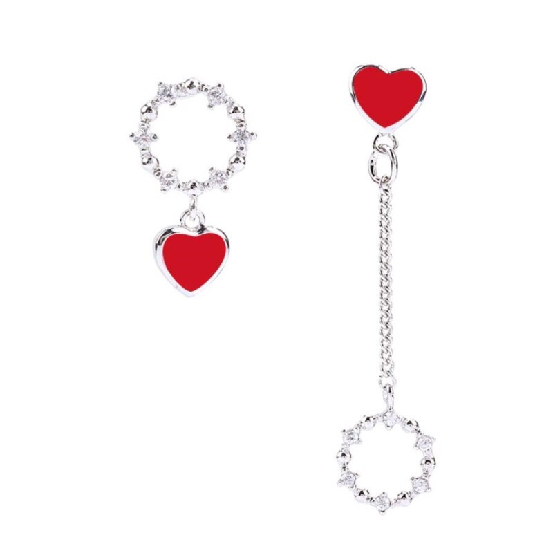 Coréen sauvage cheveux courts amour asymétrique Sexy 925 en argent Sterling tempérament personnalité femme balancent boucles d'oreilles SEA337