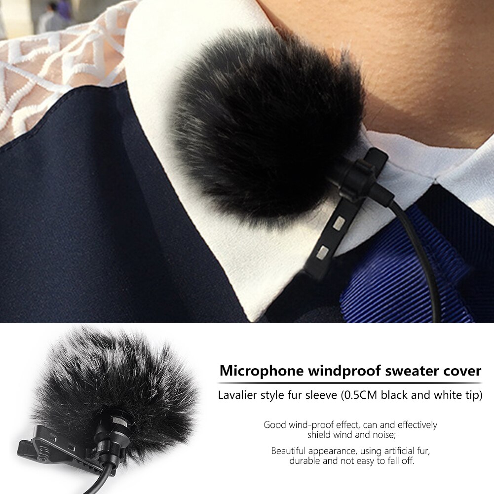 Universal Lavalier Microphone Furry Windscreen Lapel Mic For Windshield Wind Muff
