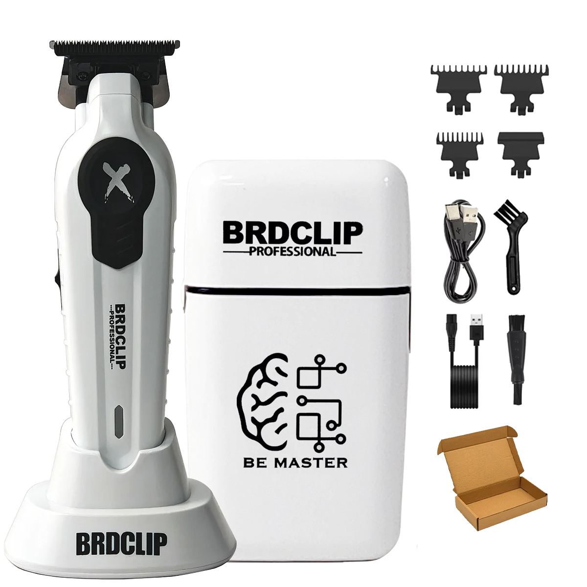Professionele BRDCLIP Wit FA1T FK701 Set Tondeuse 7700 RPM 7000 RPM Elektrisch Scheerapparaat voor Heren Trimmer met Oplaadstation: Grijs