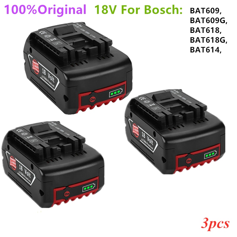 100% Original para taladro eléctrico Bosch, pila de iones de litio de 18V y 18000mAh, BAT609, BAT609G, BAT618, BAT618G, BAT614 +