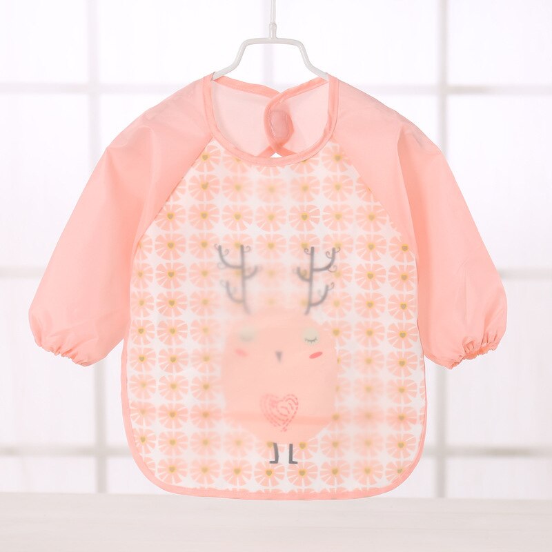 Bavoirs Double couche imperméable à manches longues pour bébé, Bandana, tissus de dessin animé bon marché: pink bird