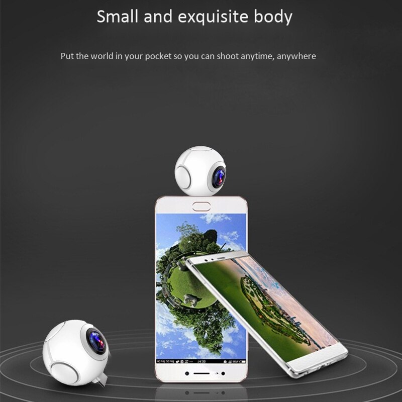 360- graders panoramakamera 720- graders high-definition fisheye dual-lens mobiltelefon vr sportskamera selfie 1080p 2mp