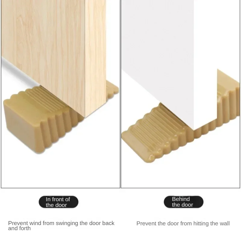 Tope de puerta de goma móvil, sin taladro, antideslizante, anticolisión, cuña frontal para el hogar, Protector de muebles
