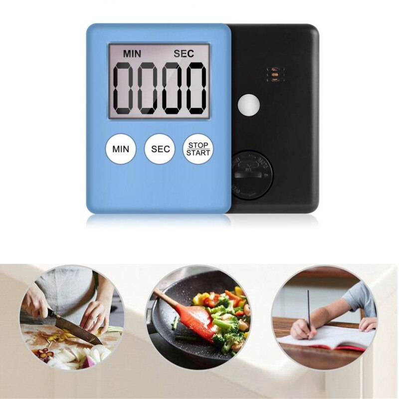 9 Colors 24 Hours LCD Timer Square Home Cooking Supplies Countdown Practical Digital With loud Alarm Clock Kitchen Time Tools: sky blue