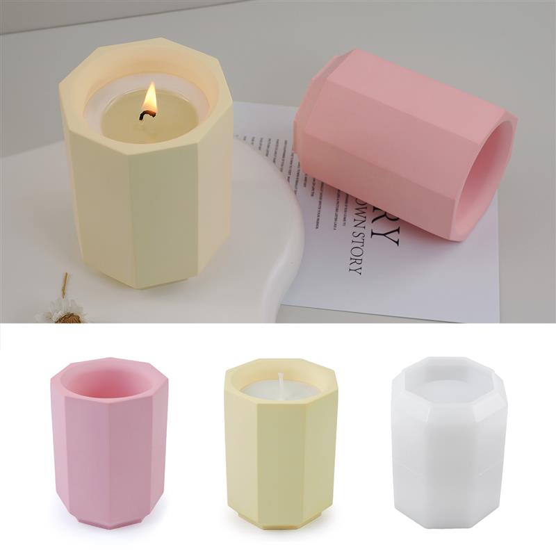 Candle Jar Molds, Silicone Concrete Molds for Candle Holder with Lids, Candle Cup Cement Molds for Candle Making Supplies