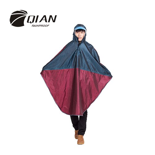 Qian regntæt voksen multifunktionel udendørs poncho regnfrakke tykkere oxford materiale klatring cykling rejseudstyr regntøj: Cyan