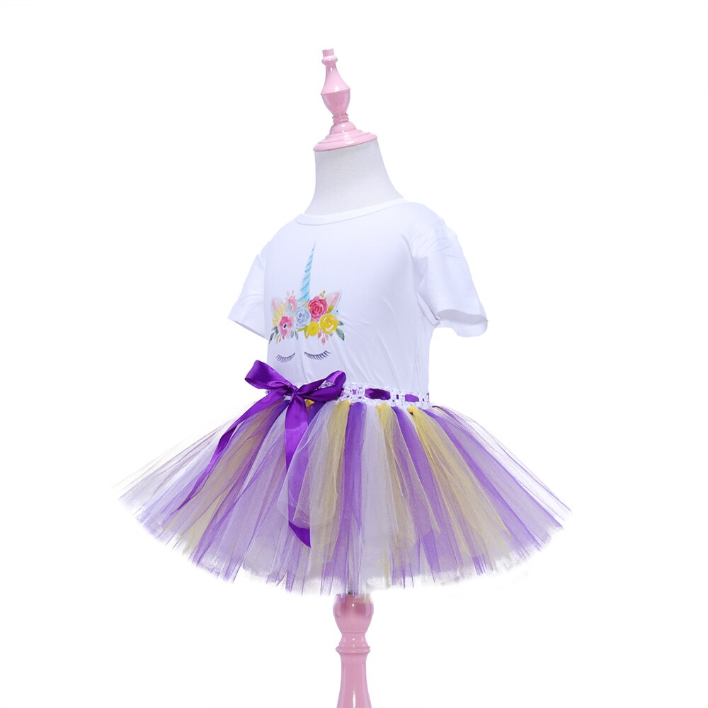 Lampa błyskowa sprzedaż puszysta krótka spódniczka dziewczyna dzieci Tutus krótka spódniczka dla dziewczynek tiulowa spódnica tutu dziewczyna jednorożec biała koszula spódnica letnia Tutus