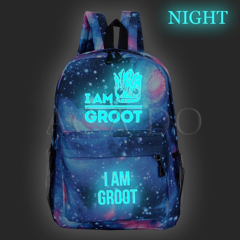 Guardiani della Galassia Luminoso Zaino IO sono GROOT Capretti Delle Ragazze Dei Ragazzi Del Computer Portatile Mochila Donne Degli Uomini Adolescenti Nuovo Modello di Scuola zaino