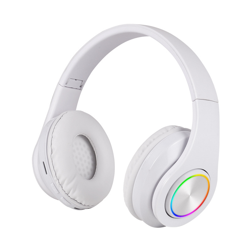 B39-hoofdtelefoon met draadloze Bluetooth Kleurrijk licht Insteekbaar kaartspel Muziekbeweging Bluetooth-headset voor telefoon: WHITE