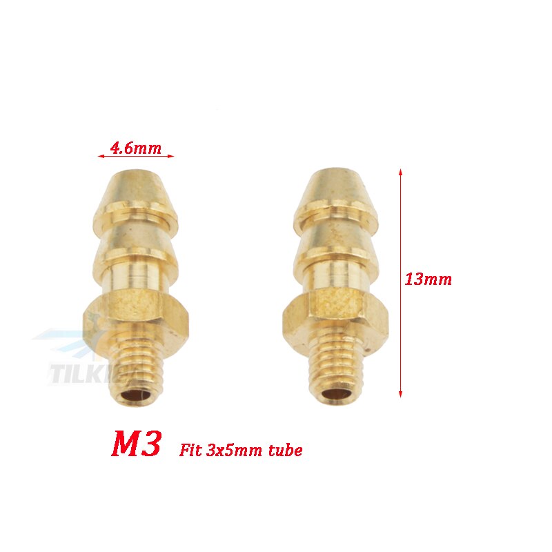 Rc Boat Brass Water cooling faucet M3/M4/M5/M6 Thread Water Nipples Fuel Nozzles For Methanol Gasoline Boat 2pcs: M3xL13mm