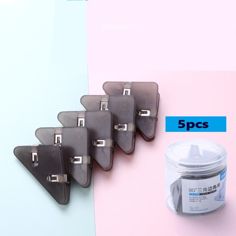 5pcs/set Book Paper Corner Clips Office Bookmarks Corner Protectors Index Clamp School Home Desktop Document Organizer Clip: black