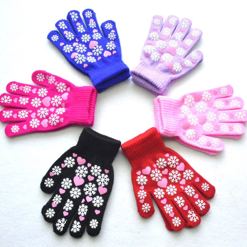 Warmom Nette Kind Fäustlinge freundlicher Winter Gestrickte Handschuhe Für Jungen Mädchen Schneeflocke Liebe aufbringen Fingerling Luvas Warme Fäustling