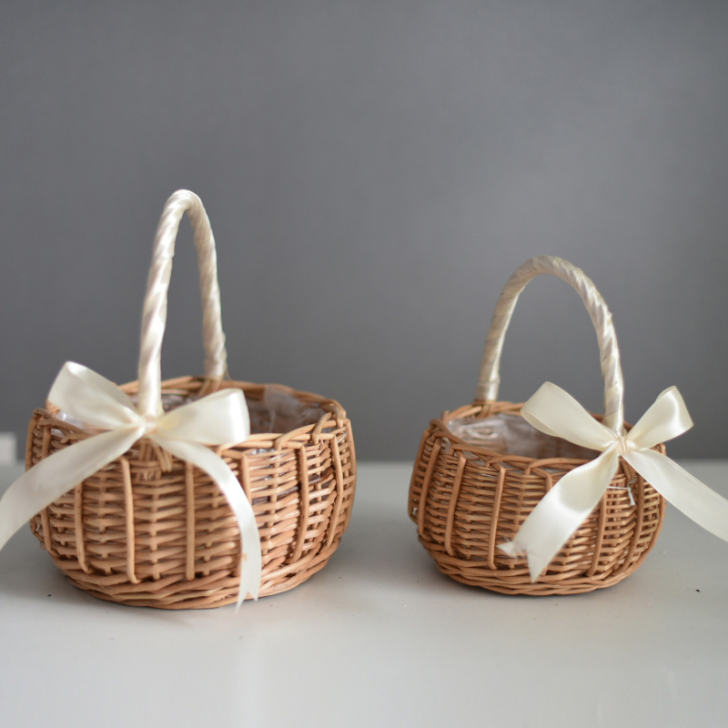 Handgeweven Bruiloftsbloemenmand Met Handvat Rieten Diversen Mand Bruiloftsbloemenmeisjes Mand Voor Thuis Picknick Opbergmand