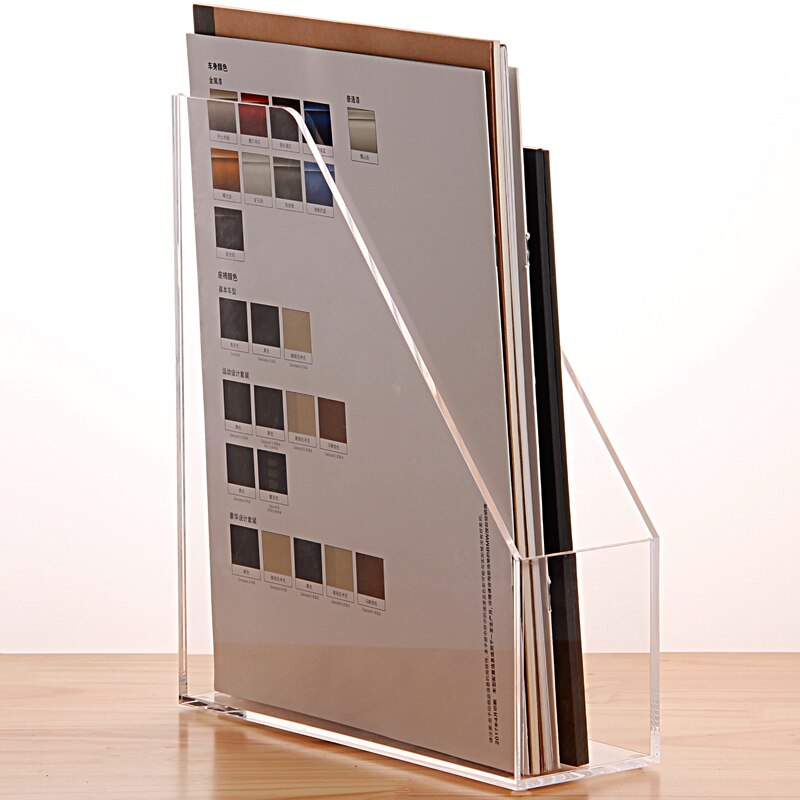 Acrylic transparent A5 single file holder desktop magazine organizer book container