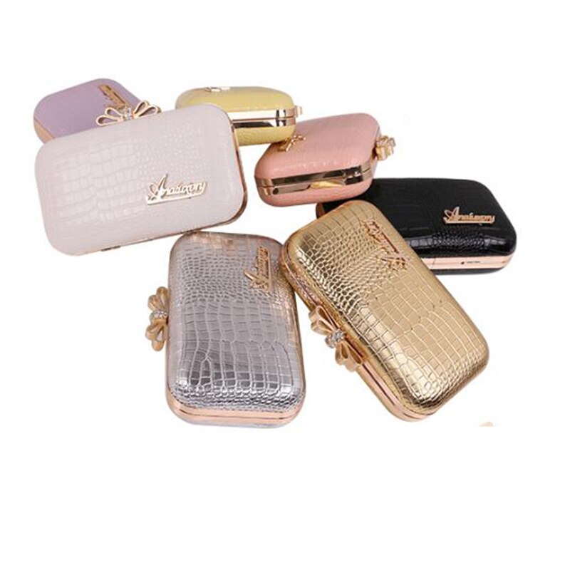 wave of female crocodile pattern chain handbag ladies shoulder bag evening clutch bag box make up bag mobile phone bag