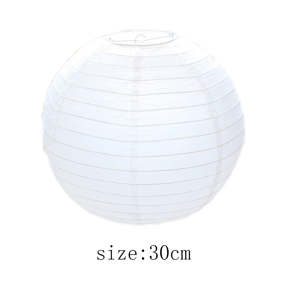 30cm White Round Chinese Paper Lanterns Hanging Paper Lanterns for Weddings Birthdays Parties and Events Atmosphere Lamp Decor