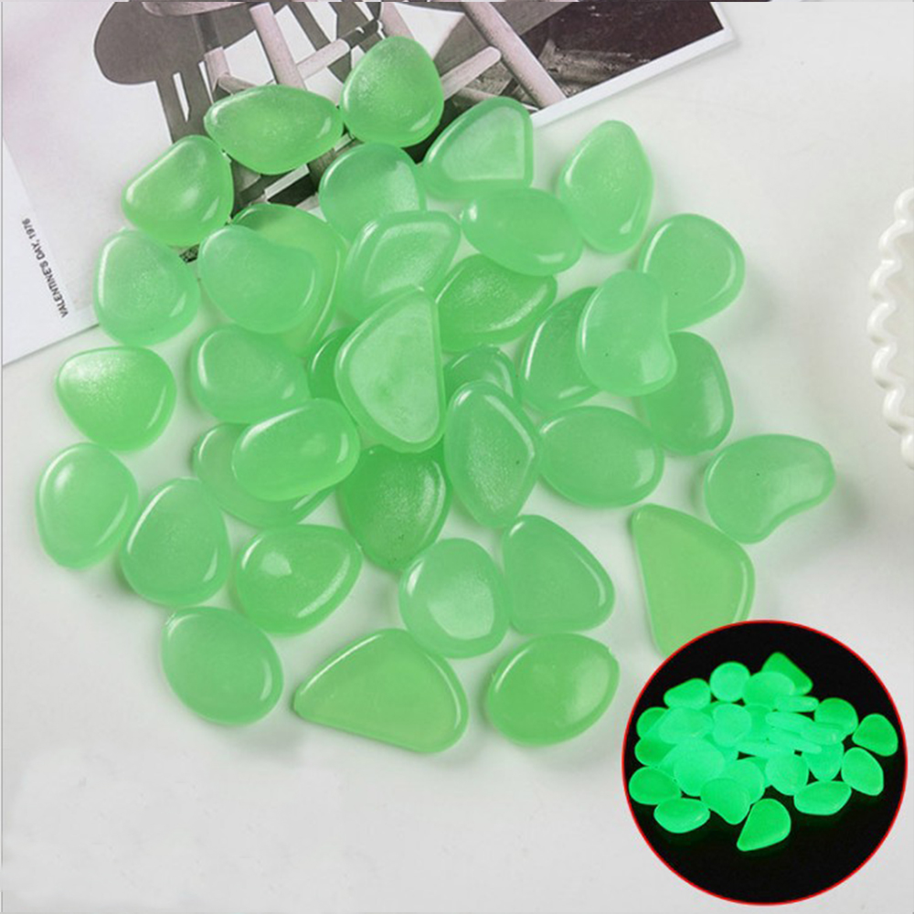 50/100 sztuk świecące kamienie otoczaki do ogrodu blask kamienie skały na chodniki ścieżka ogrodowa Patio trawnik ogród wystrój ogrodu: 100pcs / Grass Green