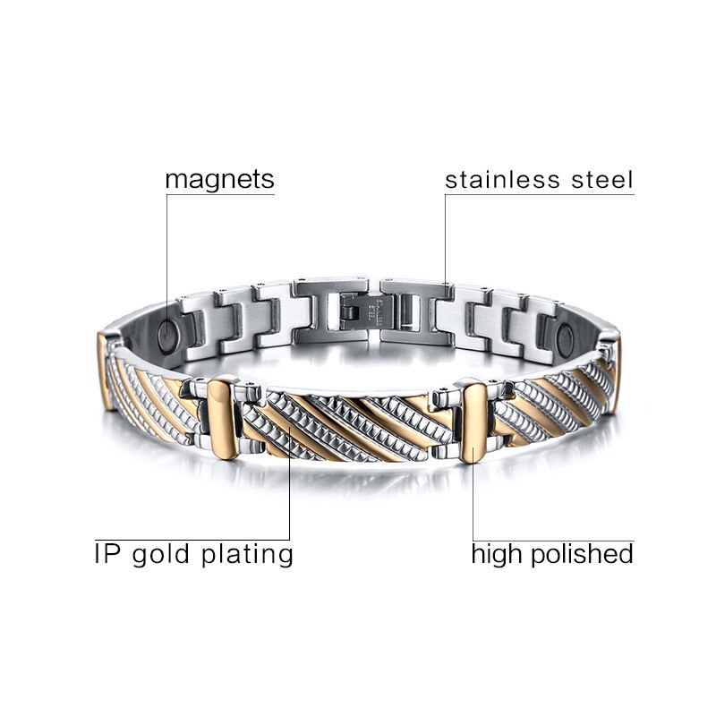 ZORCVENS Stainless Steel Bracelet Bangle Health Care Magnets Men's Jewelry