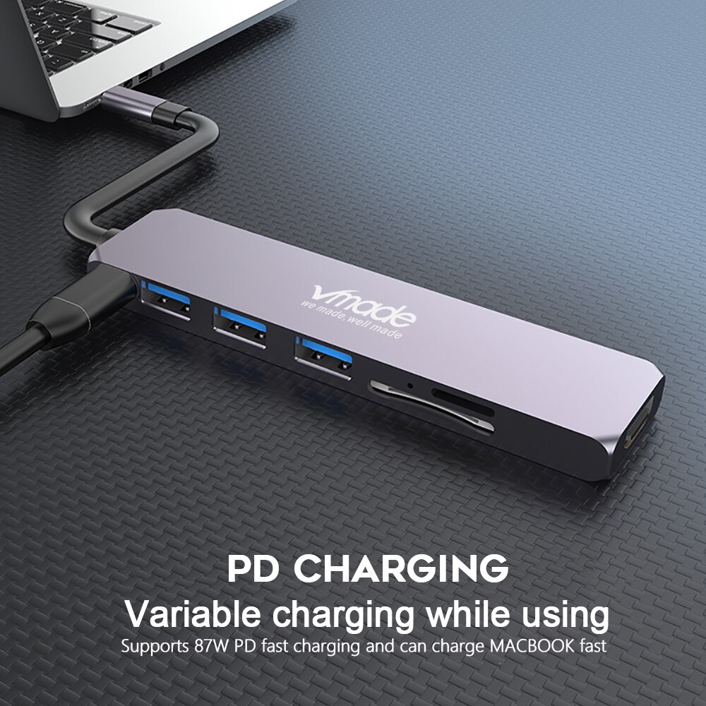 Vmade USB C HUB USB-C naar HDMI USB 3.0 SD/TF Kaartlezer hubs USBC Splitter Voor MacBook Pro huawei Mate 20 Pro Type C USB HUB