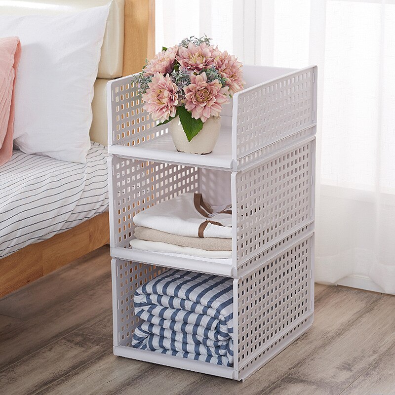 Folding Bin Storage Organizer DIY Plastic Cabinet Shelves for Kitchen Office Bathroom SP99