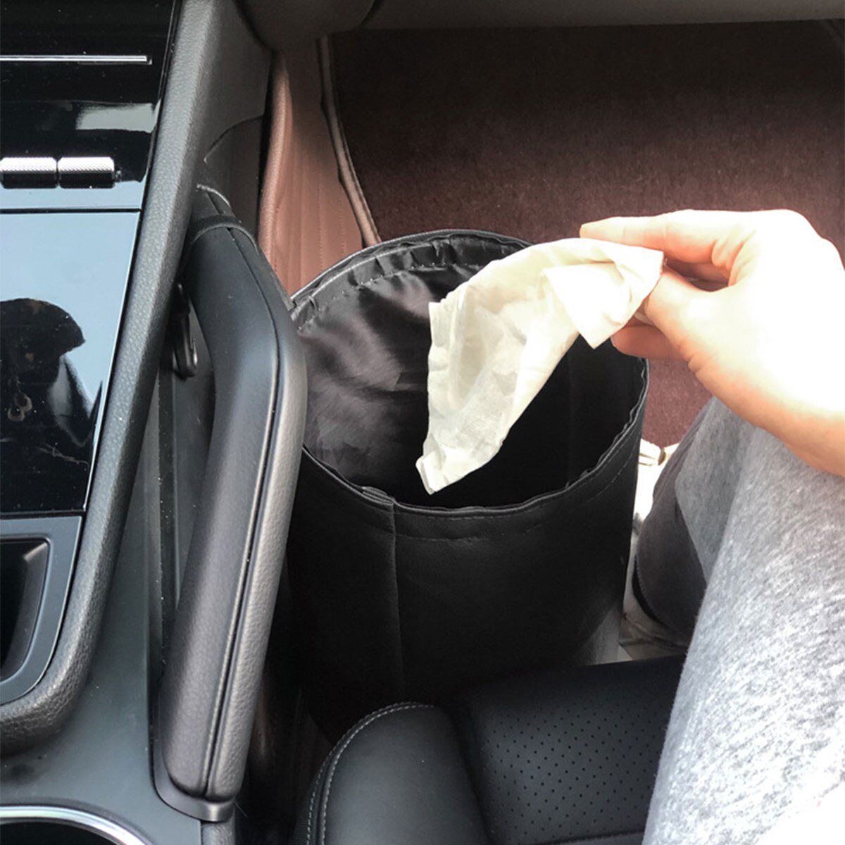 Car Storage Basket Interior Rubbish Container For Waste Organizer Holder Waterproof Garbage Can Trash Bin Folding Storage Bag