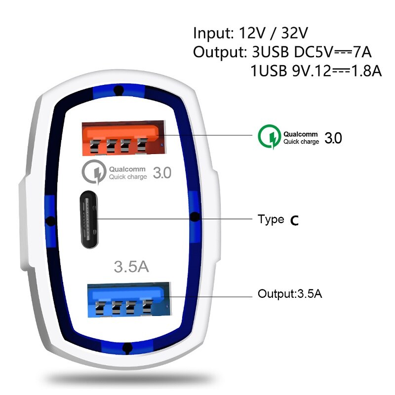 Carica rapida 3.0 Caricabatteria Da auto 5 V 3.5A QC3.0 PD Usb di Tipo C di Ricarica Veloce doppio auto Caricatore Del Telefono mobile per Il Iphone 7 Samsung Xiaomi