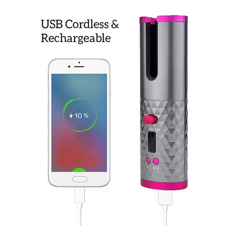 Hair Curler Wireless USB Curling Iron Automatic Rotating Rechargeable Airwrap Hairstyler LED Air Wrap Styler Curlers for Hair