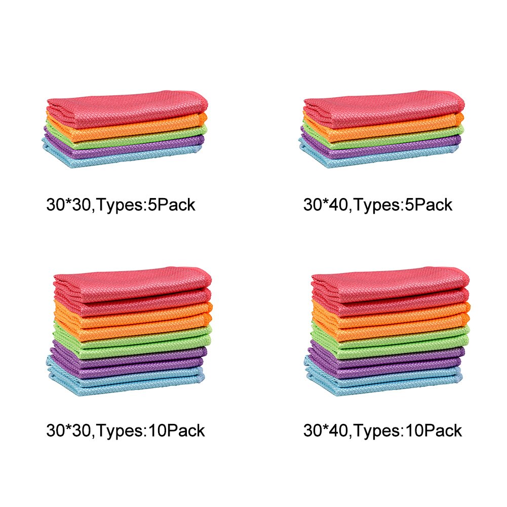 Soft Lint Free Glass Cleaning Cloth Microfiber Household Fish Scale Rag Kitchen Mirrors For Windows Cars Dishcloth Traceless