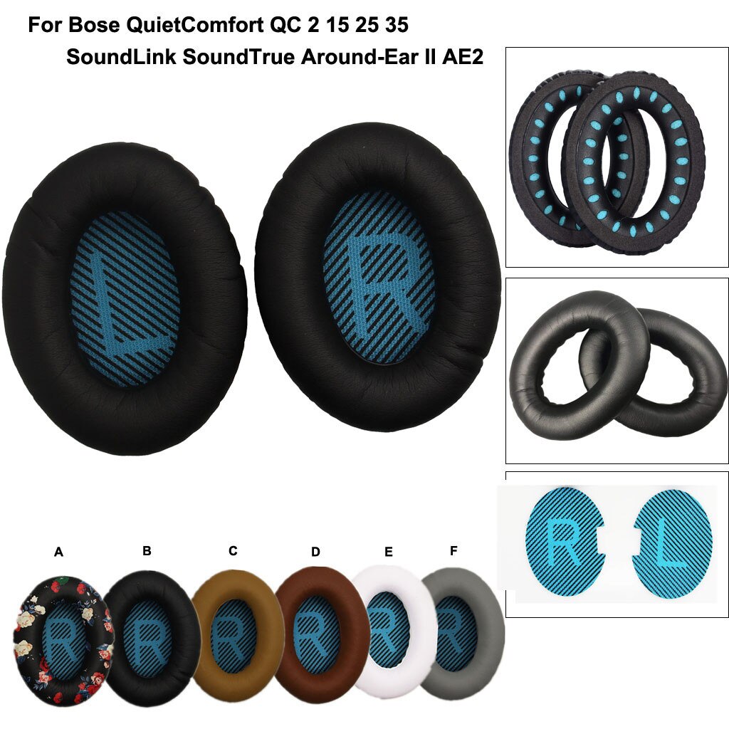 1 par quietcomfort almofada de ouvido substituição para bose qc2 qc15 qc25 qc35 ae 2 2i 2w # t2