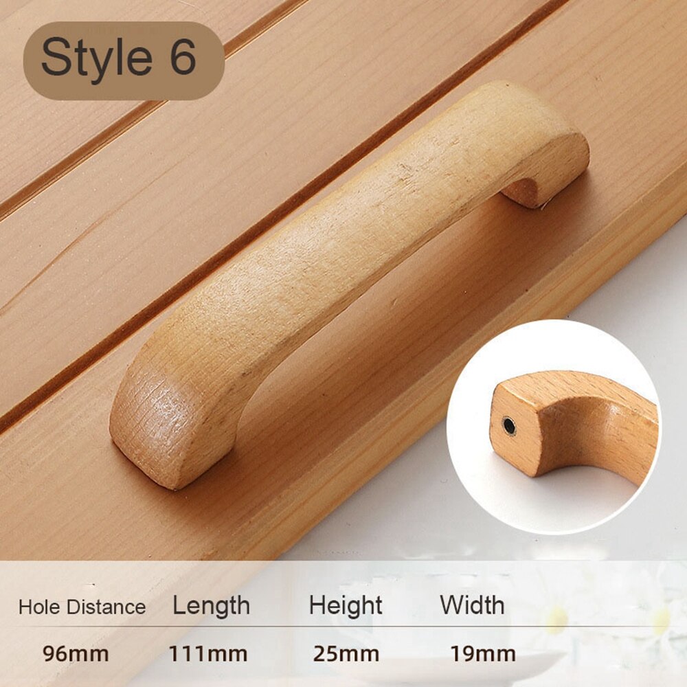 Wood Solid Wooden Cabinet Knob Kitchen Cabinet Furniture Handle Knob Door Drawer Wood Pull Handle Knobs Hardware: 6